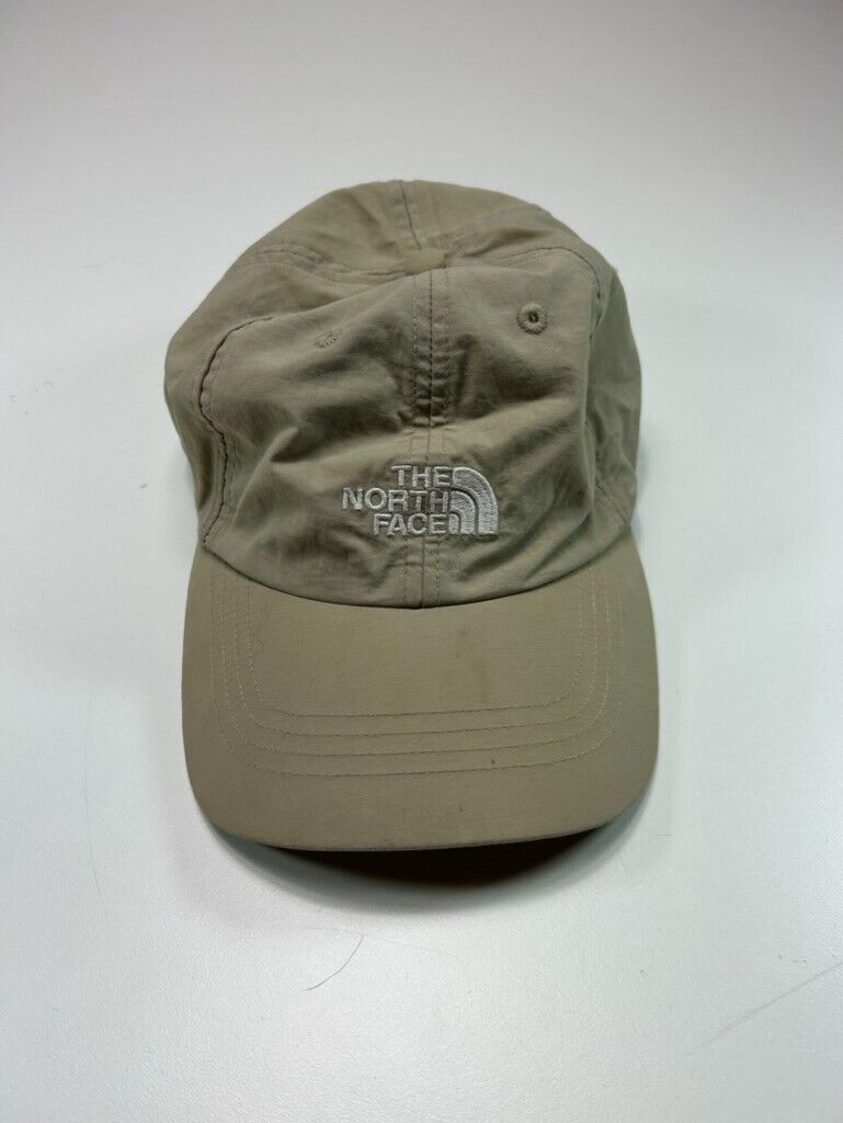 Vintage The North Face TNF Embroidered Logo Nylon Strapback Hat OSFA Beige