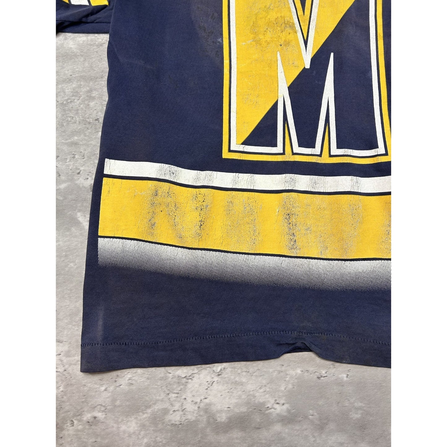 Vintage 90s Michigan Wolverines NCAA Jersey Style All Over Print T-Shirt Medium