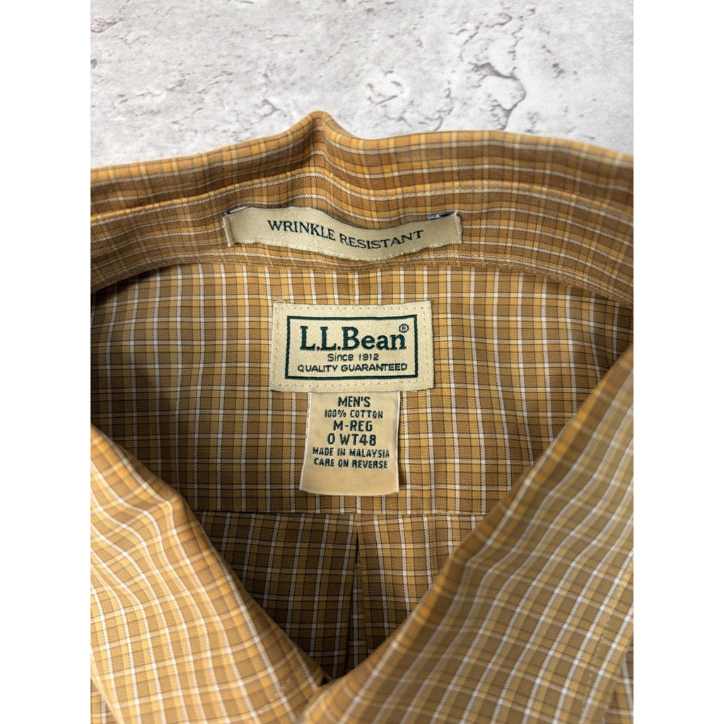 Vintage L.L. Bean Plaid Long Sleeve Cropped Button Up Shirt Size Medium