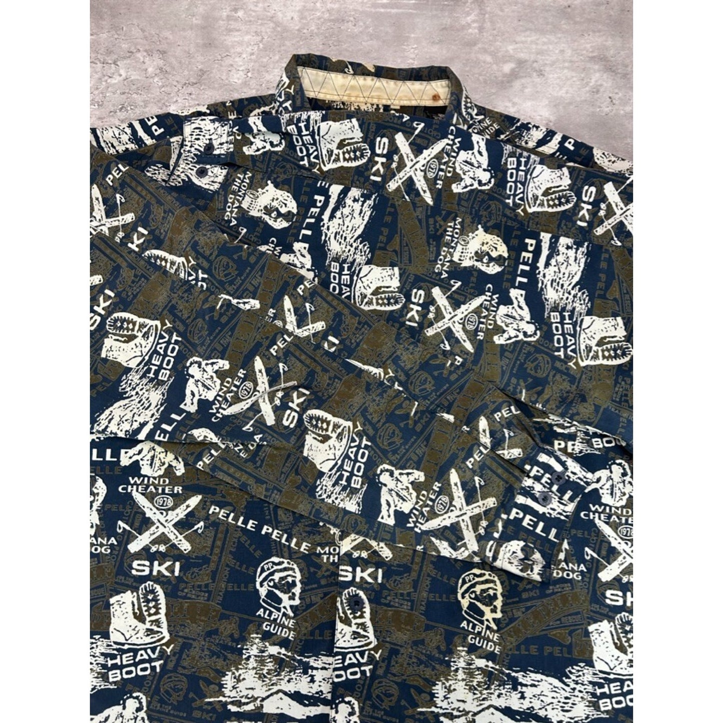 Vintage Y2K Pelle Pelle Ski All Over Print Long Sleeve Button Up Shirt Size XXL