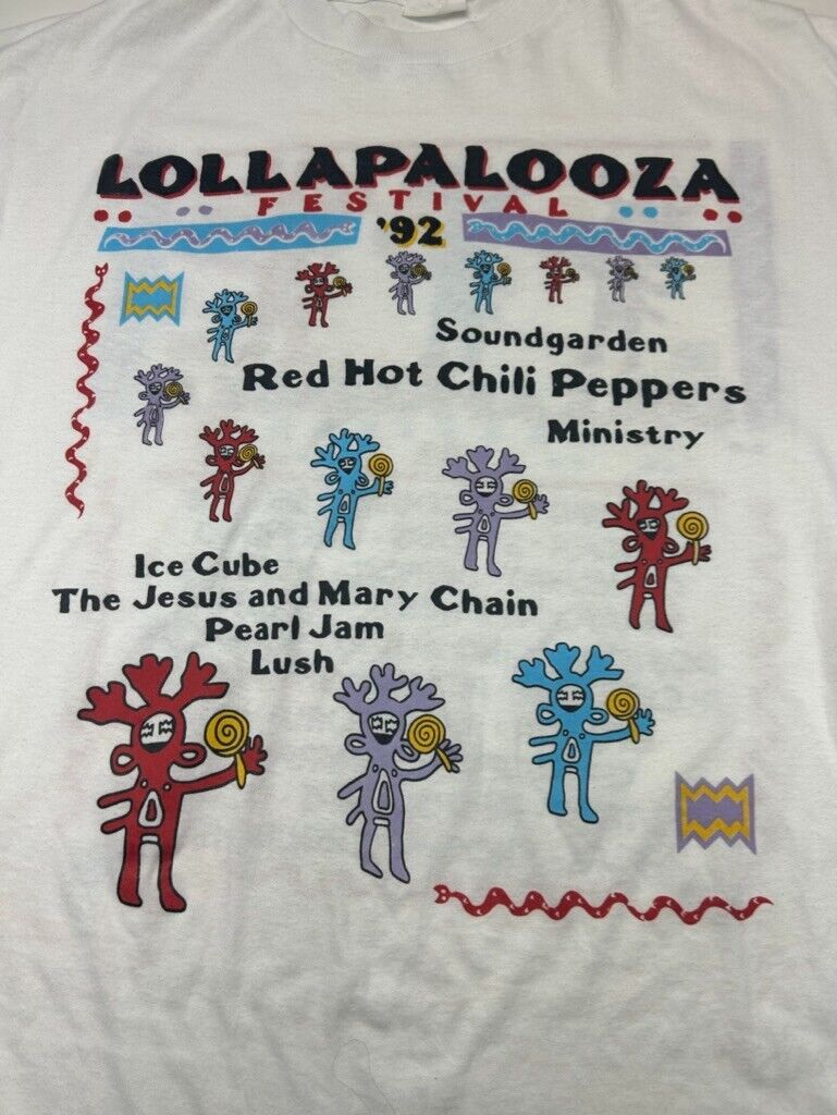 Vintage 1992 Lollapalooza Front & Back Graphic Music Festival T-Shirt Sz XL 90s