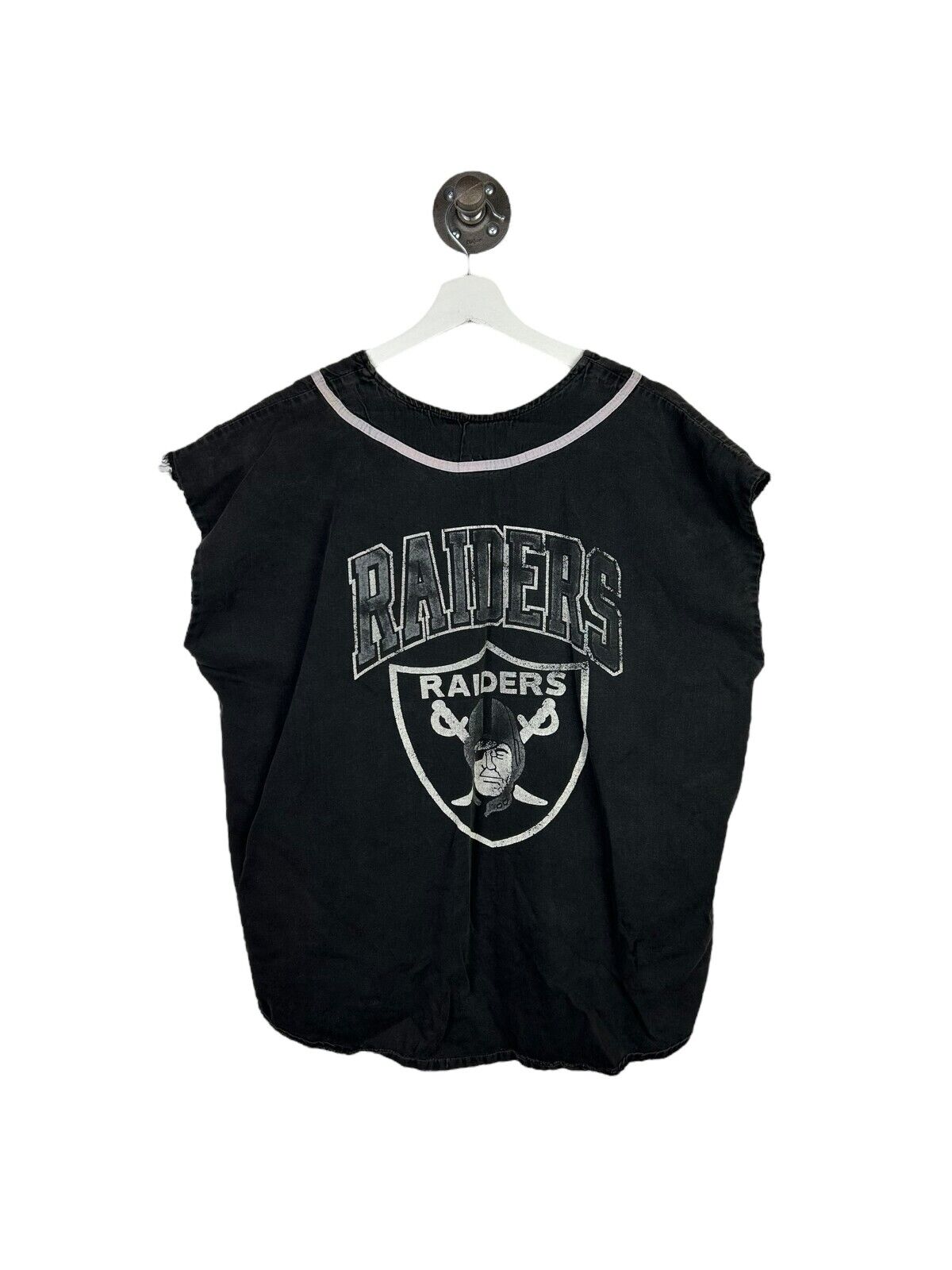 Vintage 90s Oakland Raiders NFL Sleeveless Baseball Jersey Size XL Black