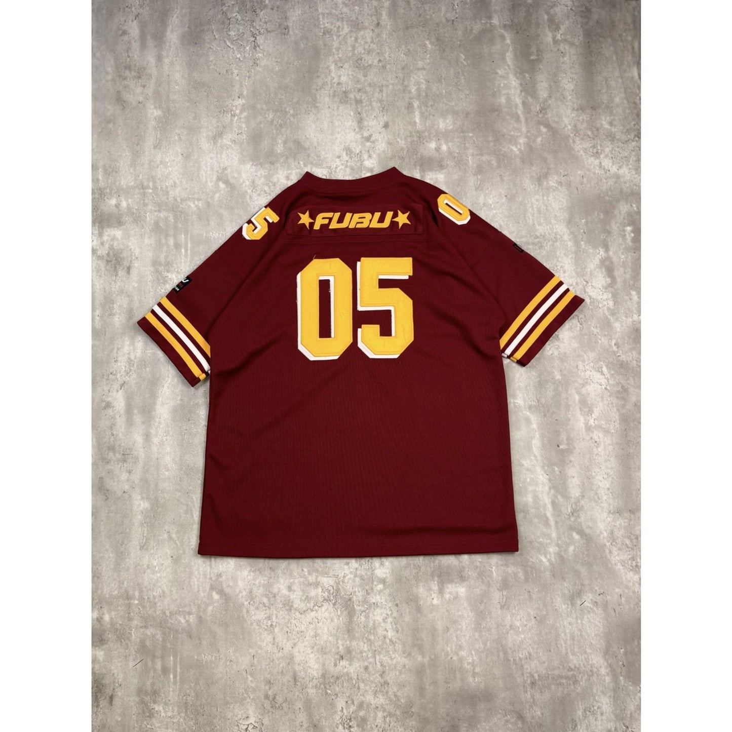 Vintage Y2K Fubu #05 Stitched Football Jersey Size XL Maroon / Yellow