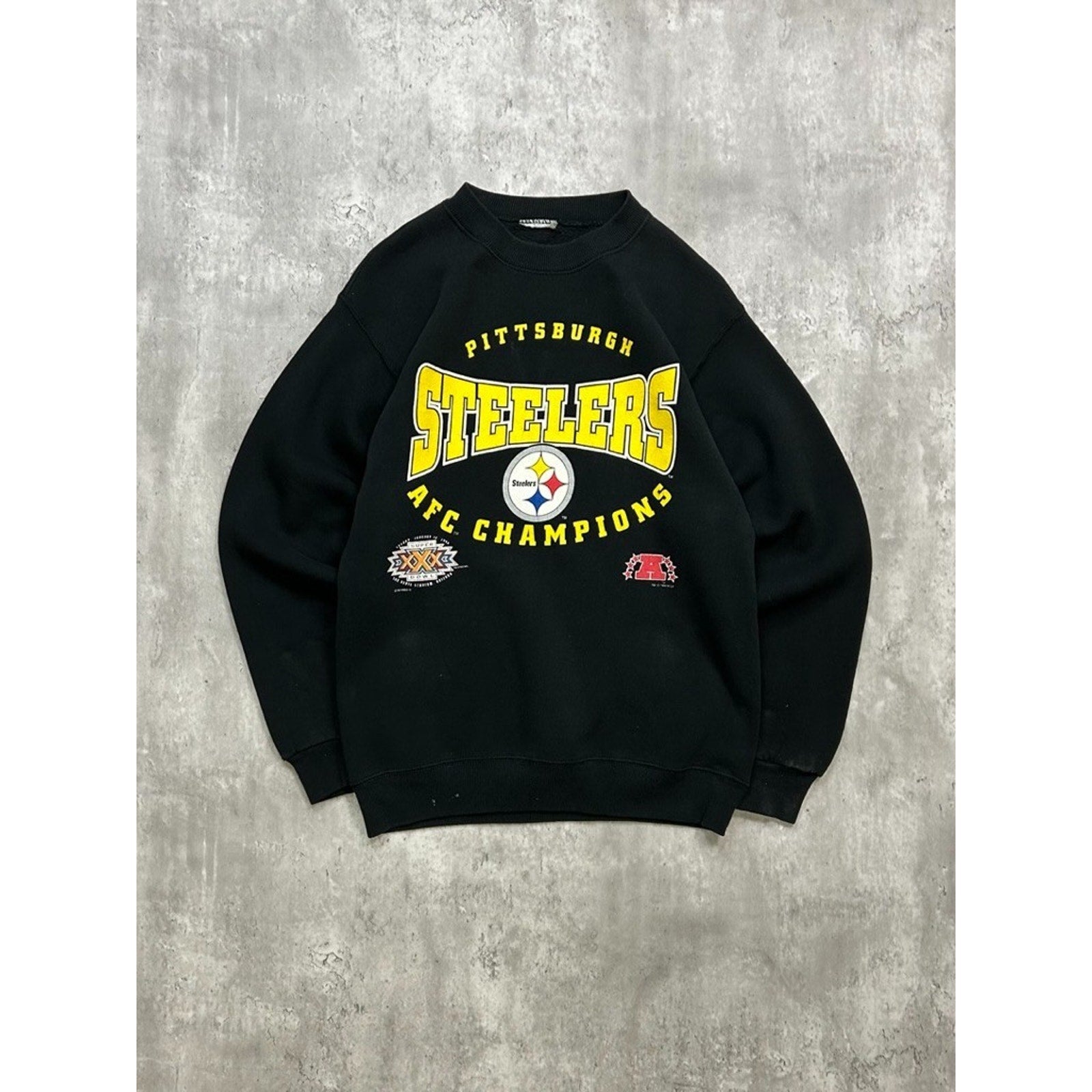 Vintage 1996 Pittsburgh Steelers NFL AFC Champions Graphic Sweatshirt Sz Medium