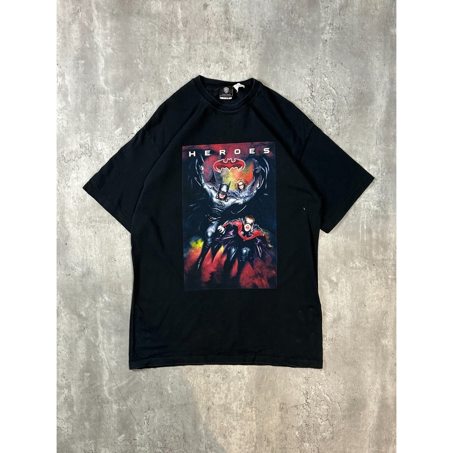 Vintage 90s Batman & Robin Heroes & Villains Movie Promo Graphic T-Shirt Large