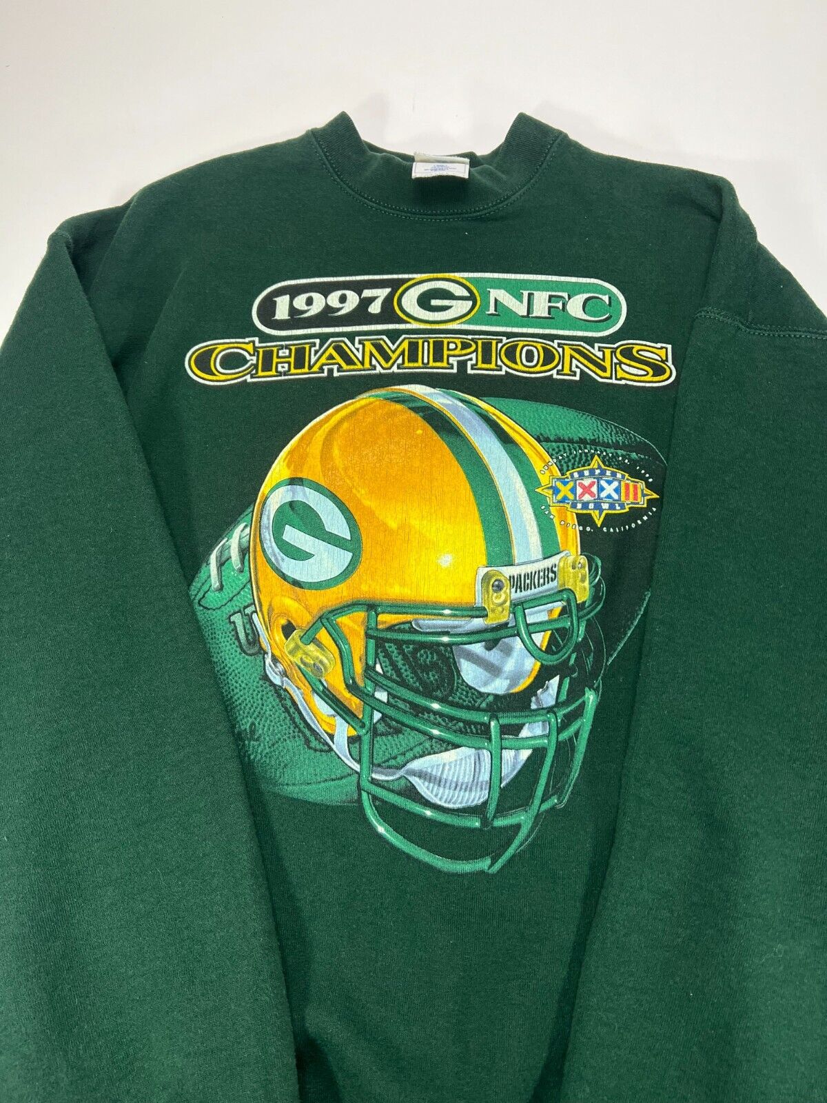 Vintage 1997 Green Bay Packers NFL Super Bowl XXXII Sweatshirt Size 2XL Green