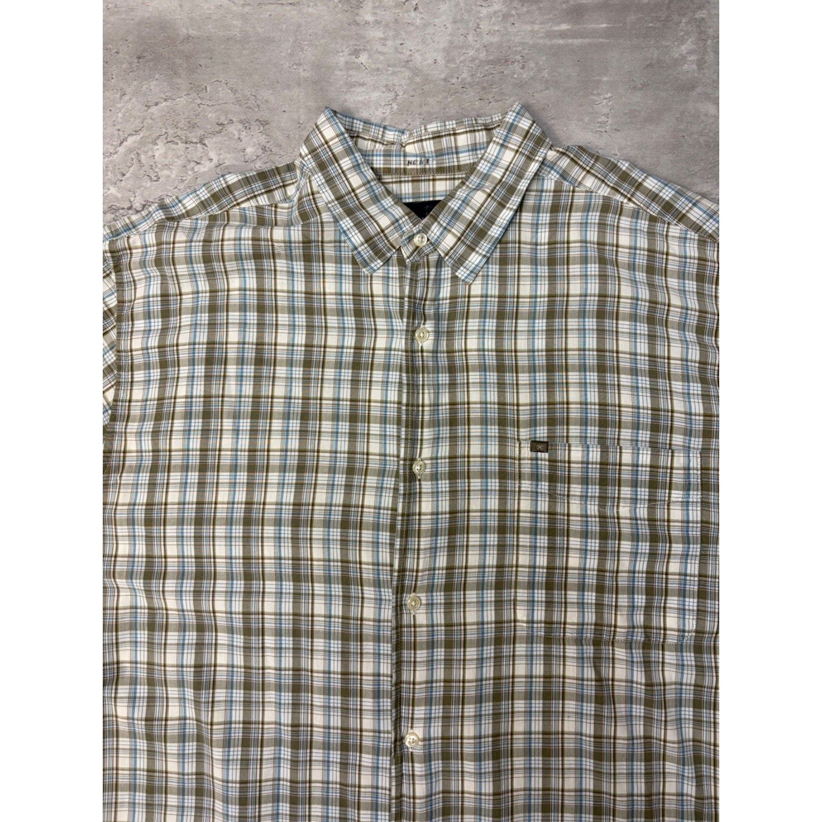 Vintage Nautica Single Pocket Plaid Cropped Button Up Shirt Size XL