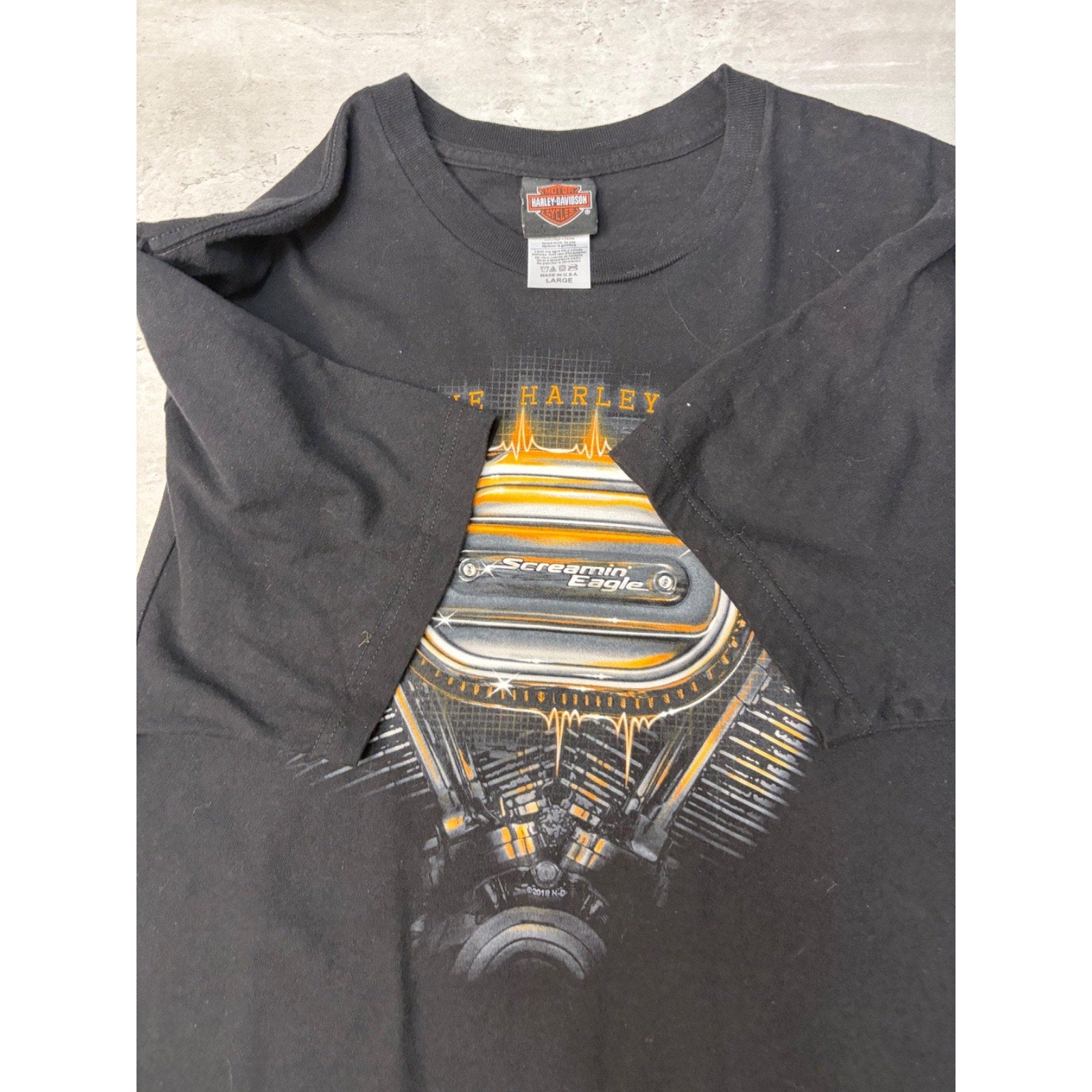 I Breathe Harley Davidson Screamin' Eagle Graphic T-Shirt Size Large