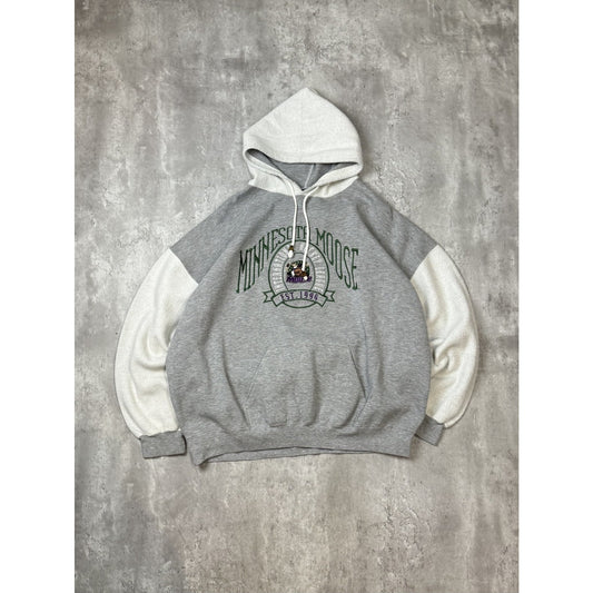 Vintage 90s Minnesota Moose AHL Embroidered Logo Hooded Sweatshirt Size XXL