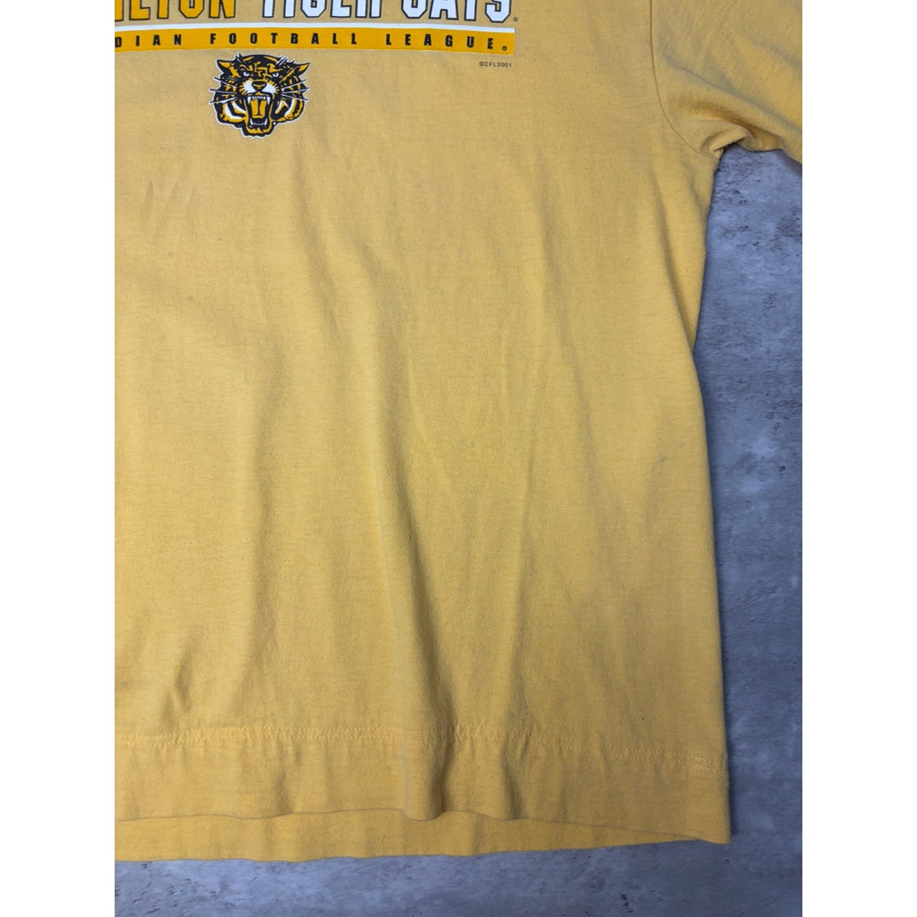 Vintage 2001 Hamilton Tiger Cats CFL Spellout Graphic Football T-Shirt Sz Large