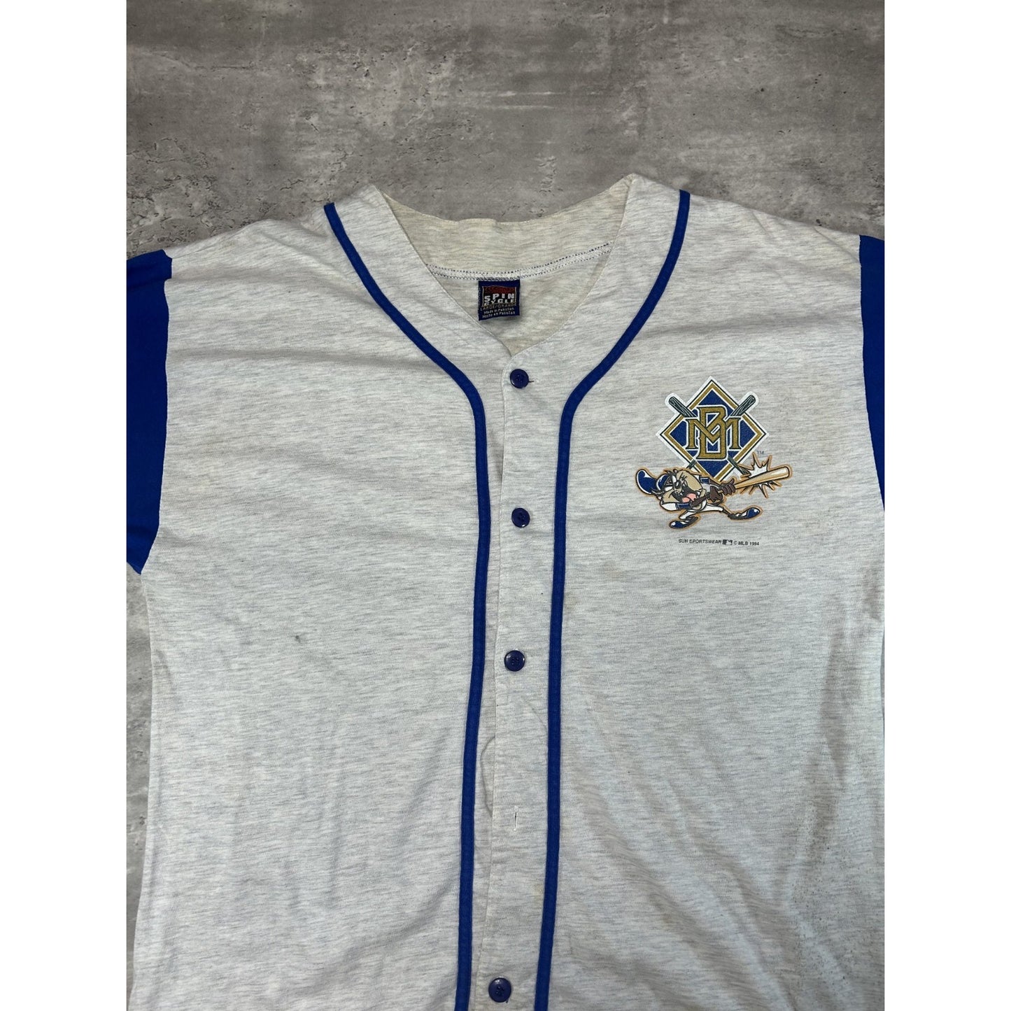 Vintage 1995 Milwaukee Brewers MLB Looney Tunes Taz Jersey Size Large