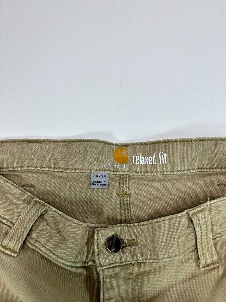 Carhartt Relaxed Fit Canvas Work Wear Five Pocket Pants Size 35W Beige