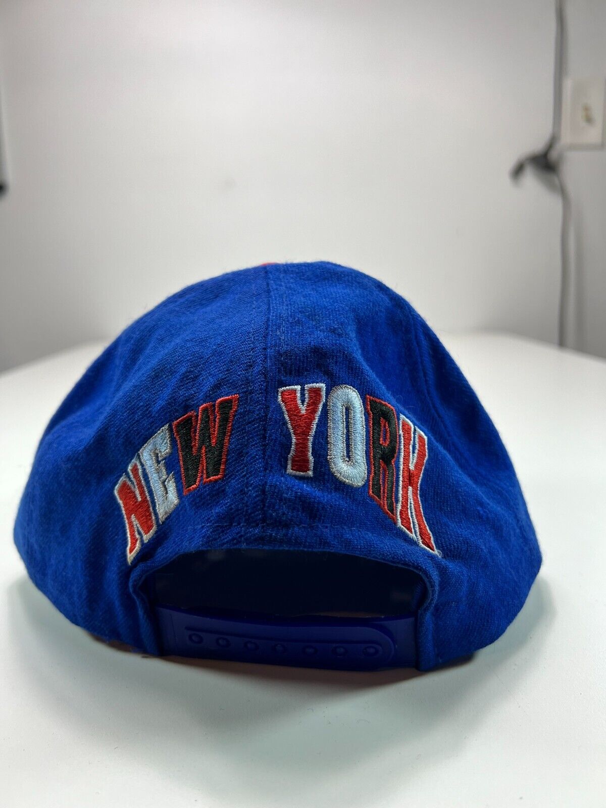 Vintage 90s New York Giants NFL Classic 100% Wool Spellout Snapback Hat OSFA