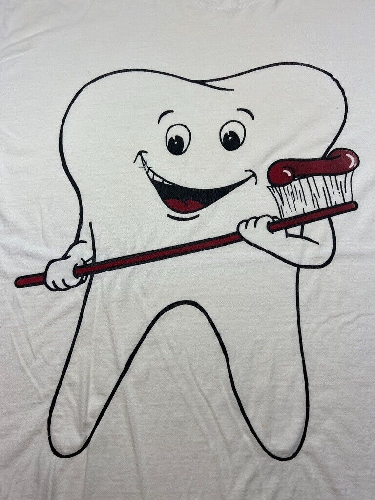 Vintage 90s Big Tooth Cartoon Toothbrush Dentistry Graphic T-Shirt Size 2XL