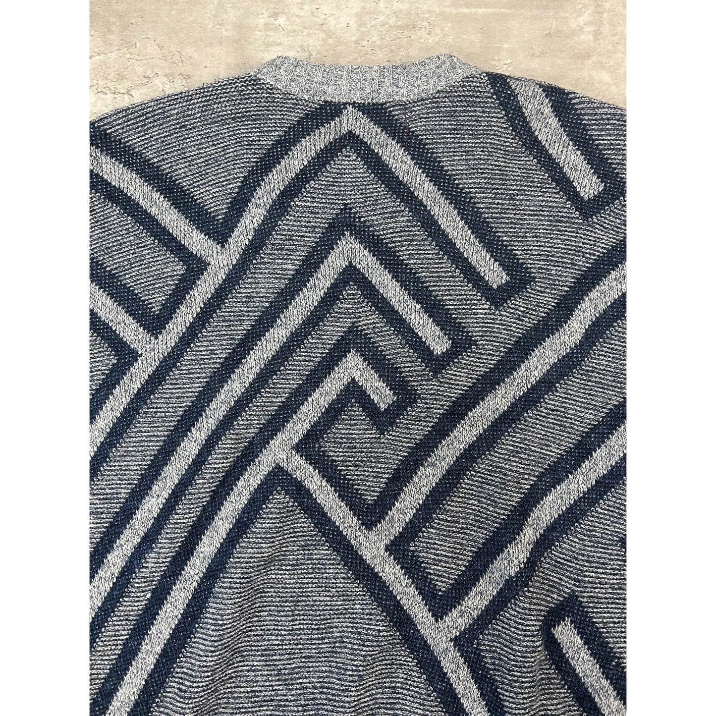 Vintage 90s Abstract Print Pullover Ribbed Knit Sweater Size Large