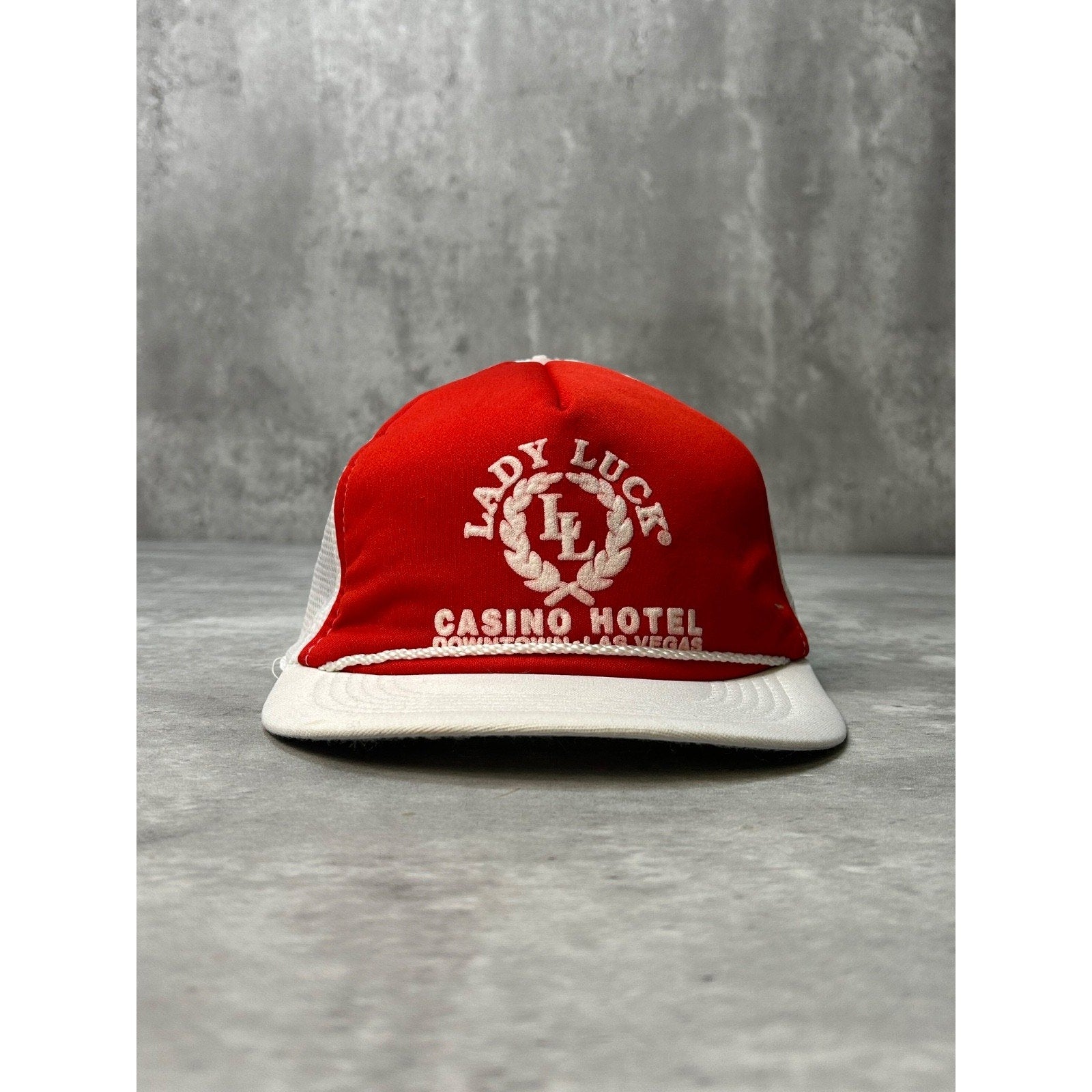 Vintage 90s Lady Luck Casino Hotel Graphic Spellout Trucker Snapback Hat OSFA