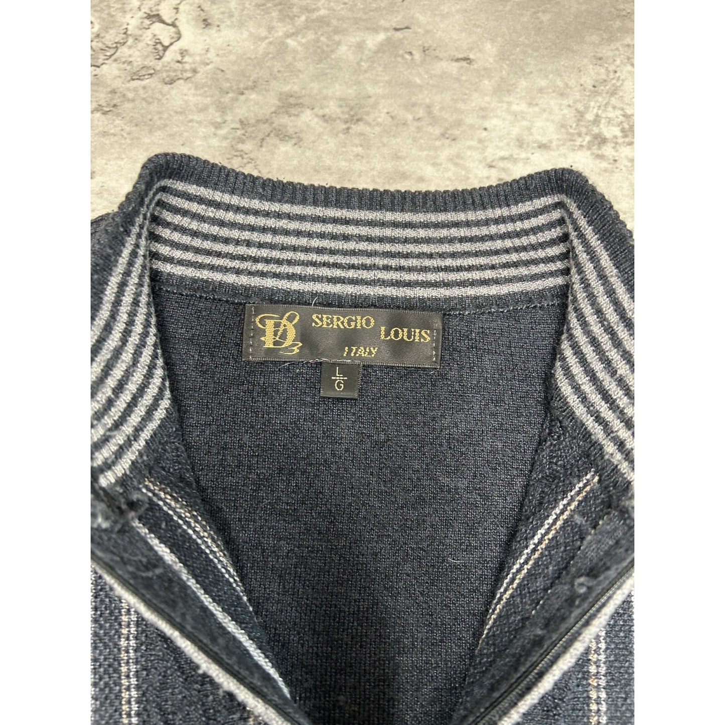 Vintage 90s Sergio Louis Italy Striped 1/4 Zip Knit Sweater Size Large