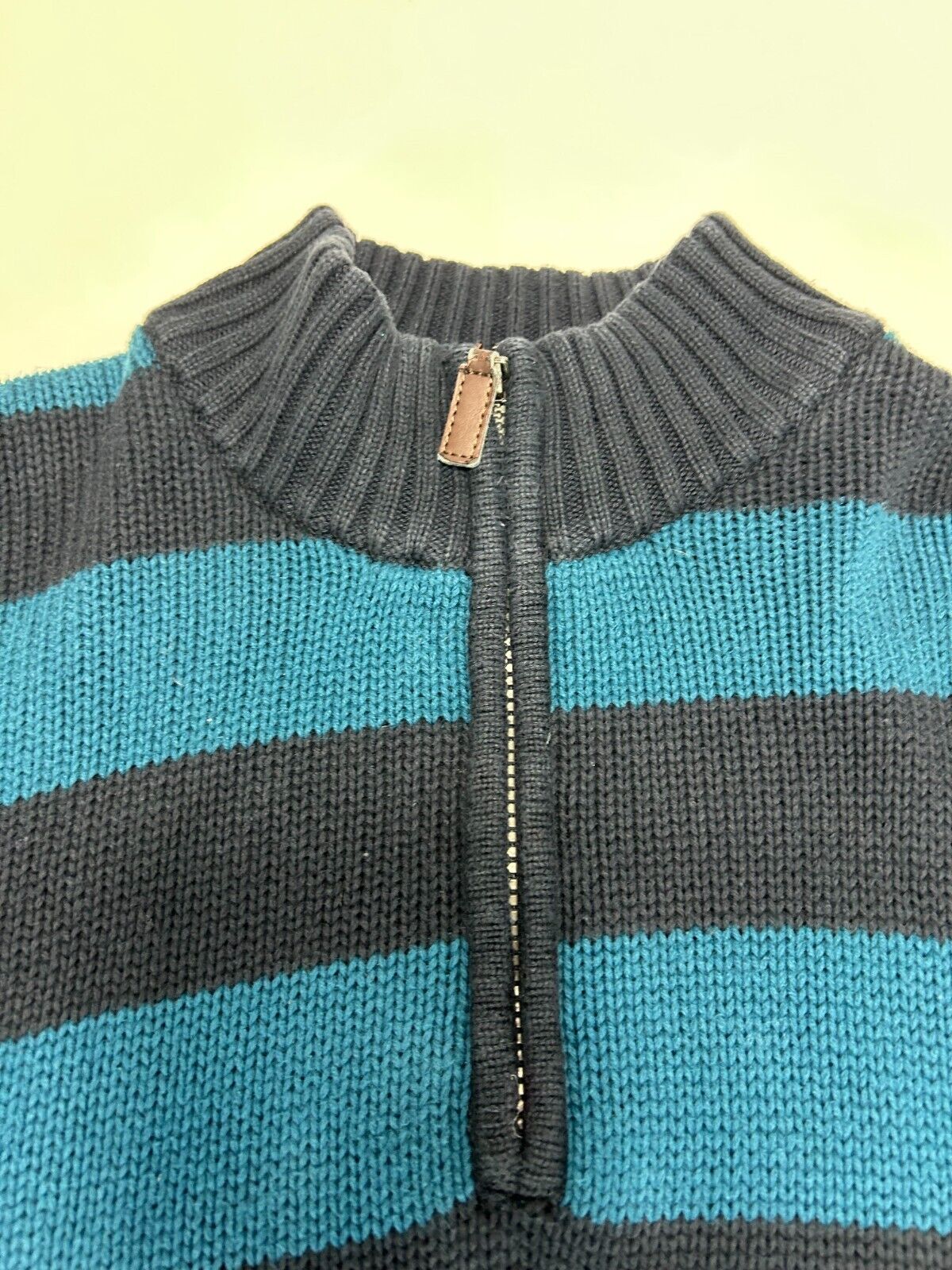 Chaps Ralph Lauren 1/4 Zip Striped Embroidered Crest Pull over Sweater Sz XL