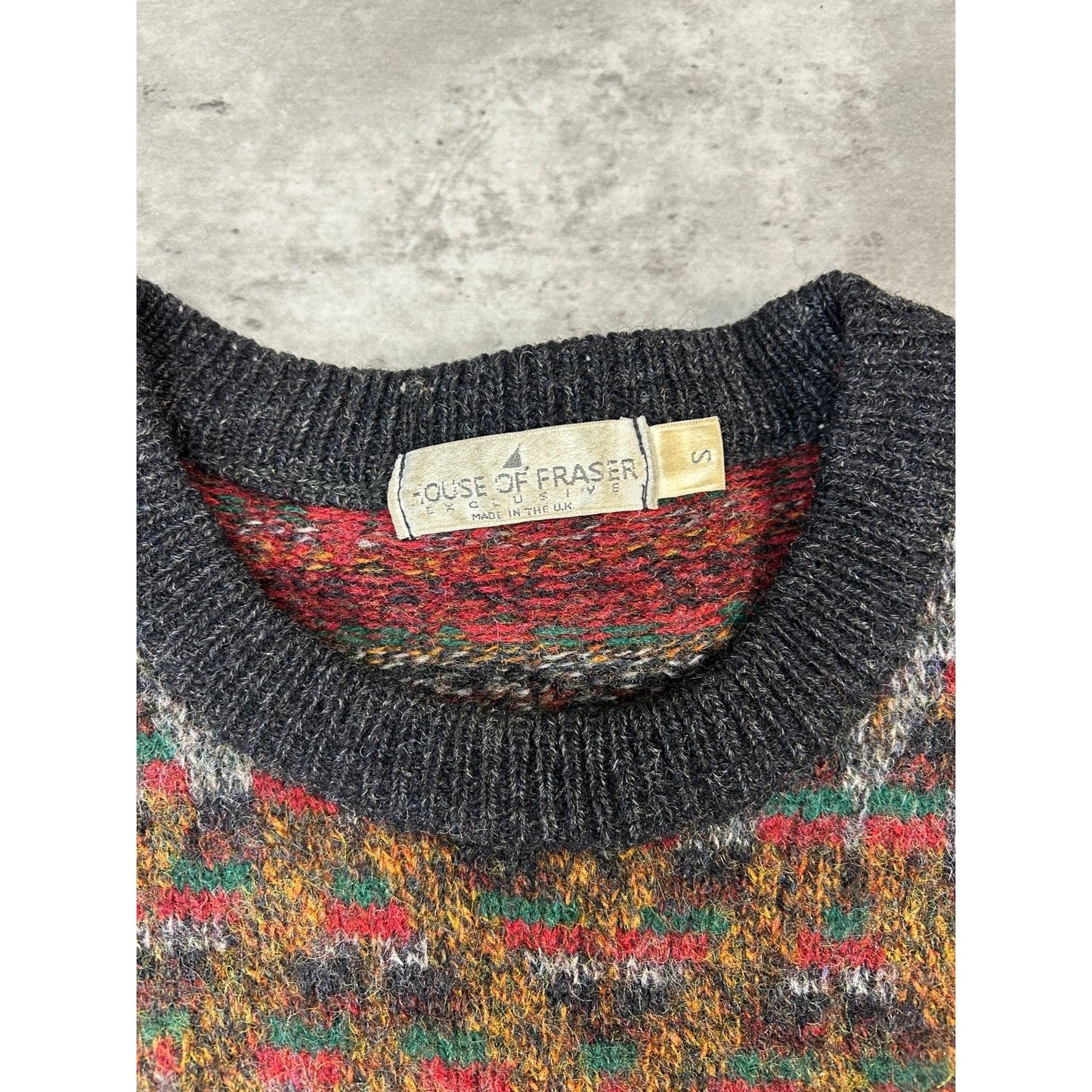 Vintage 90s House Of Fraser Abstract Striped Ribbed Knit Sweater Size Small