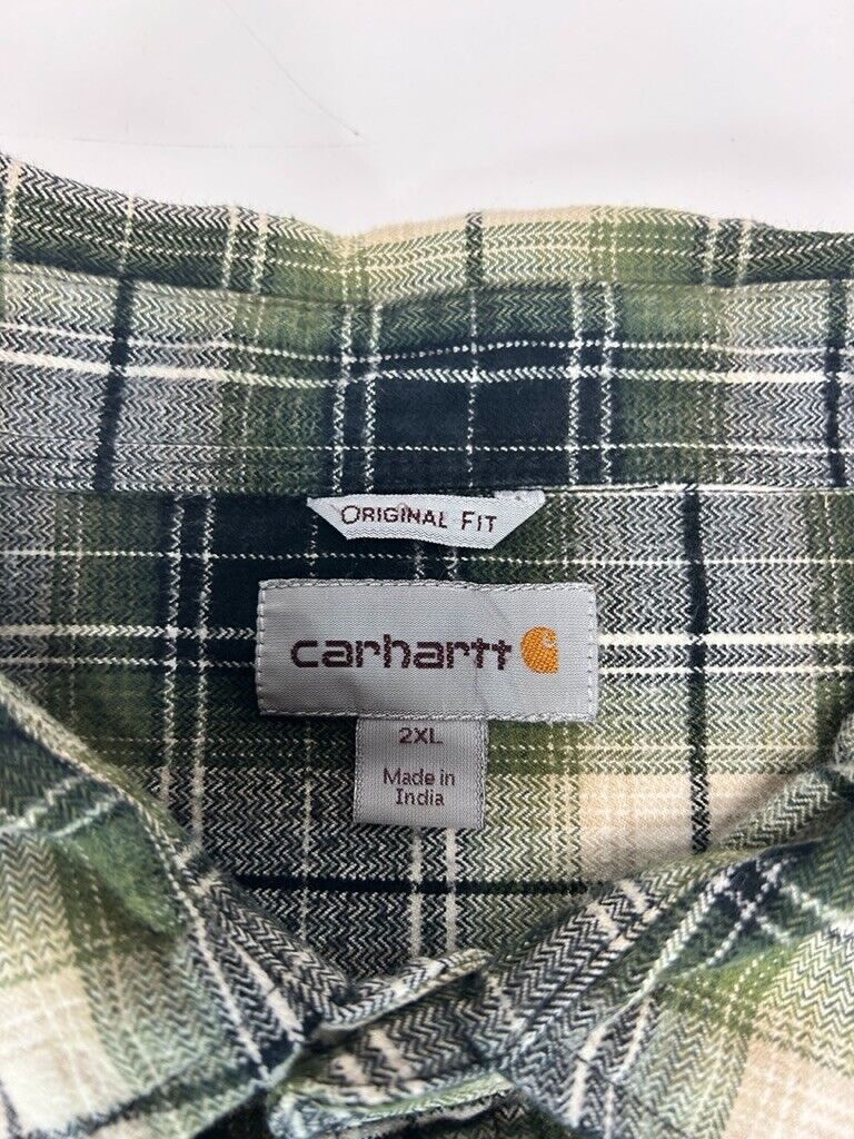 Vintage Carhartt Plaid Work Wear Long Sleeve Double Pocket Button Up Shirt 2XL