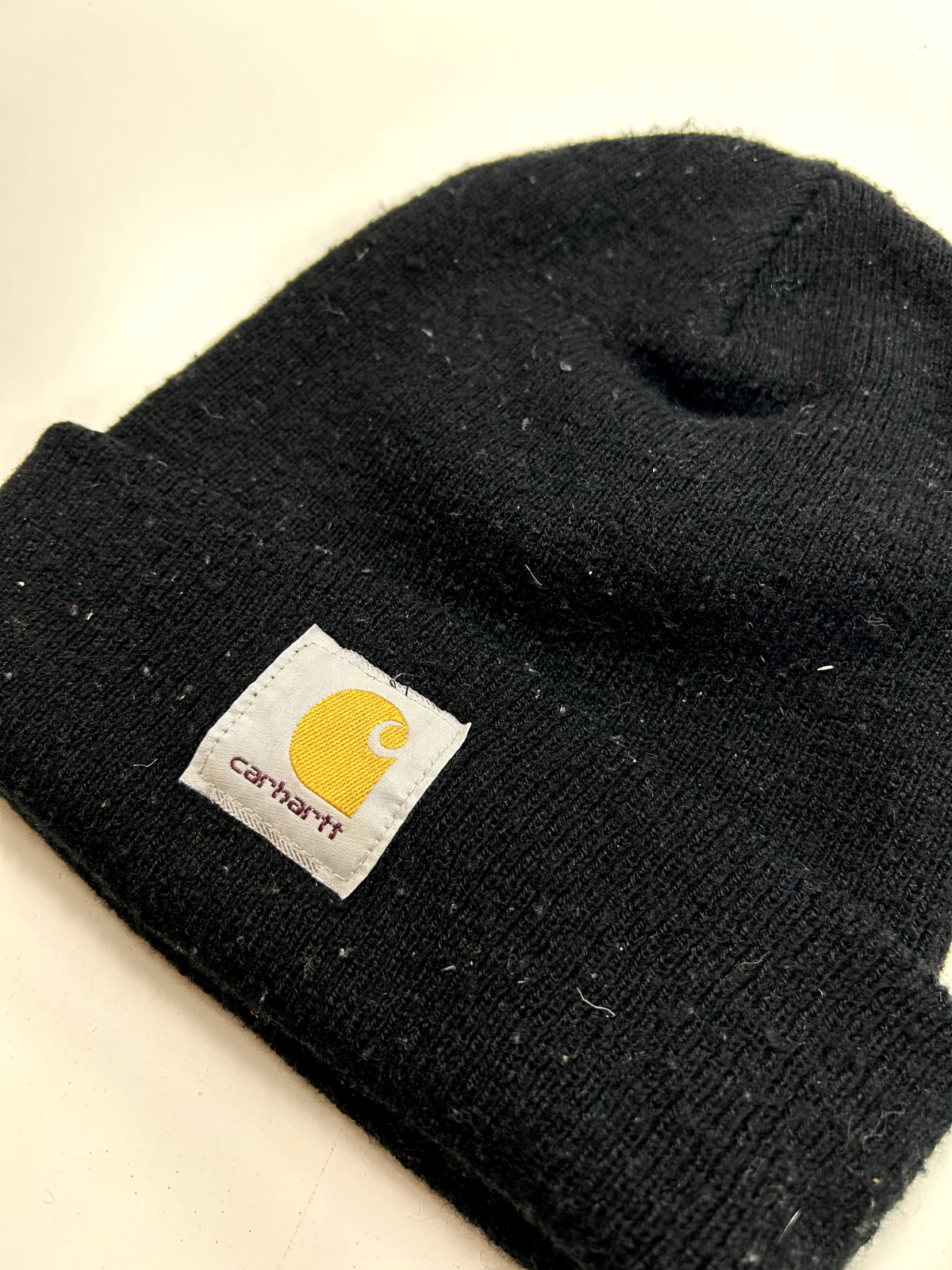 Vintage Carhartt Embroidered Patch Workwear Toque Hat OSFA Black