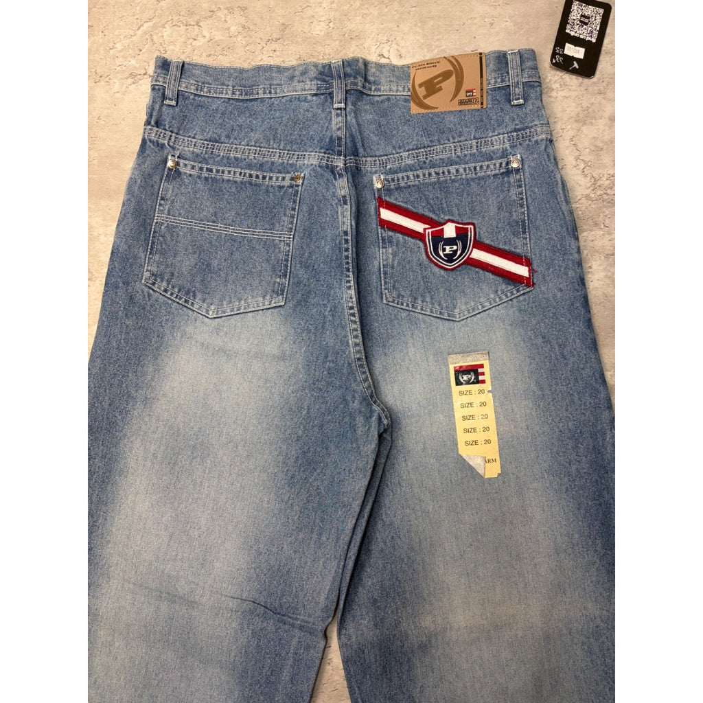 Vintage Y2K Womens Phat Farm Embroidered Logo Medium Wash Denim Pants