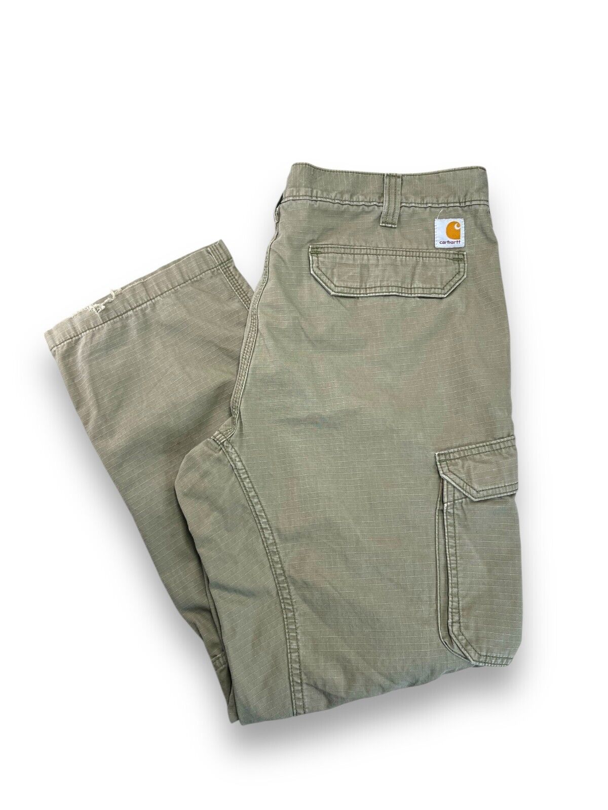 Carhartt Relaxed Fit Rip Stop Workwear Cargo Pants Size 37W Green