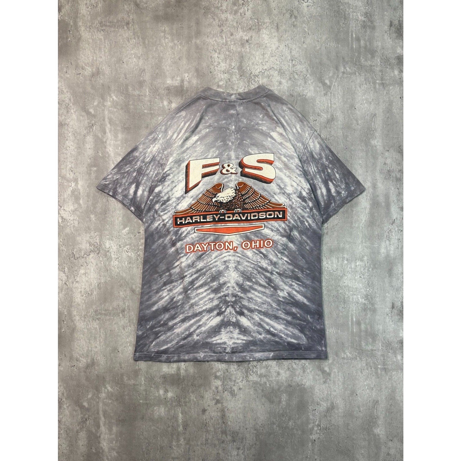 Vintage 1998 Harley Davidson Bald Eagle Graphic Tye Dye T-Shirt Size Large