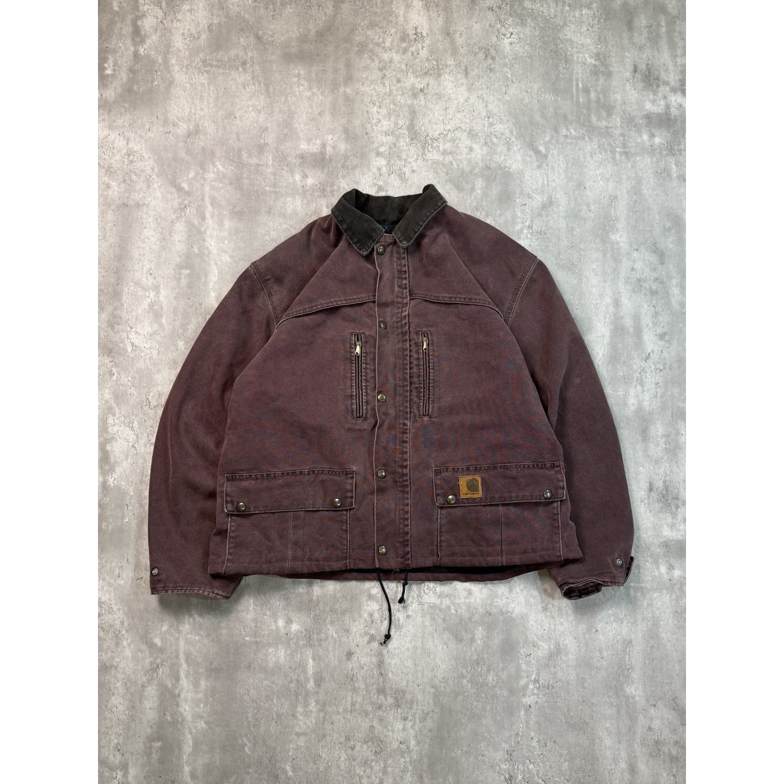Vintage Carhartt Canvas Workwear Reworked Cropped Chore Jacket Size Large