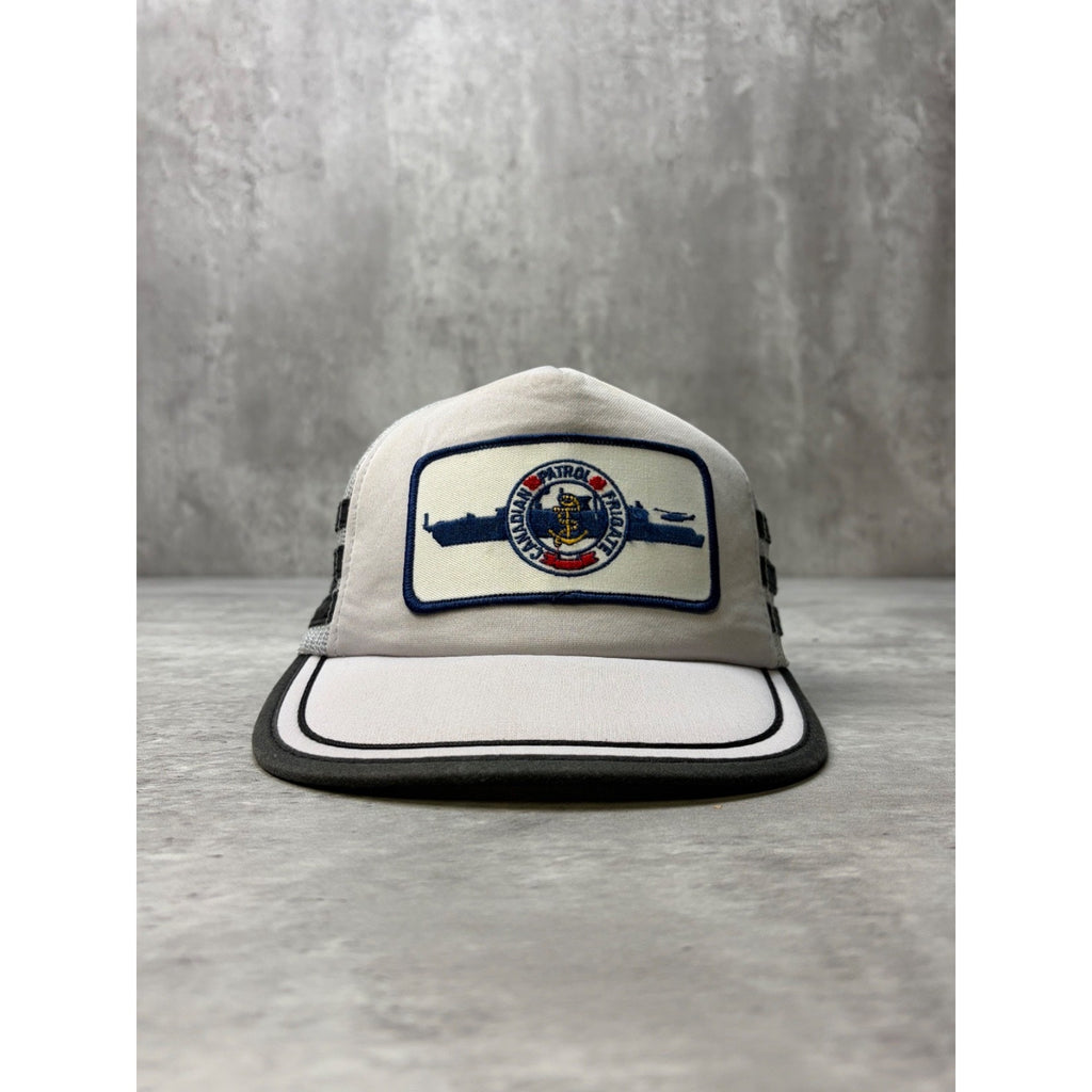 Vintage 80s/90s Canadian Patrol Frigate Three Stripe Trucker Snapback Hat OSFA