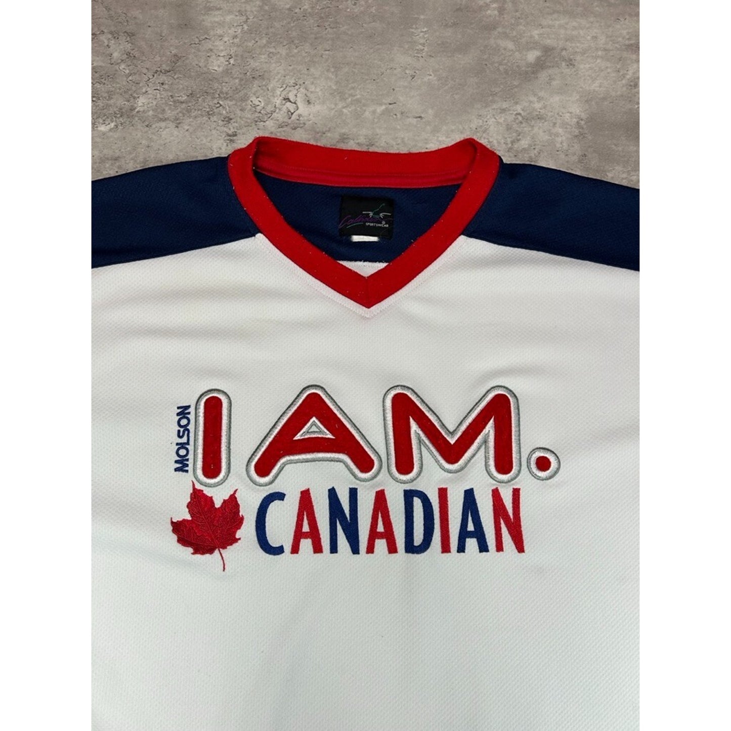 Vintage Molson I Am Canadian Beer Promo Hockey Jersey Size 2XL White