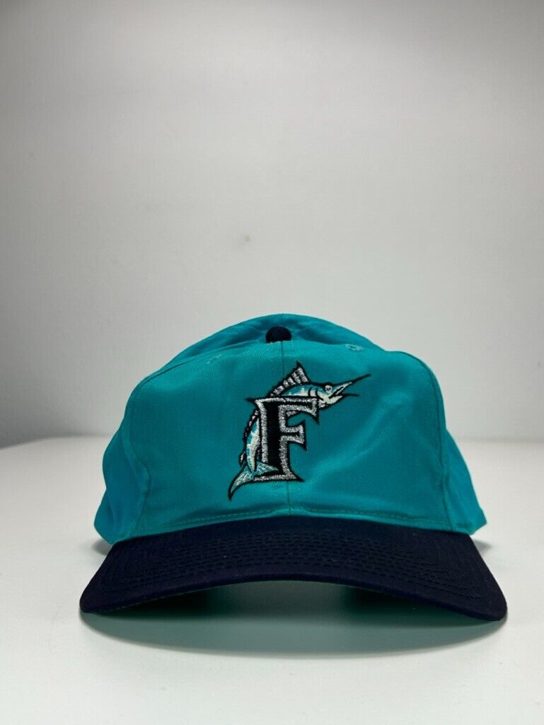 Vintage 90s Florida Marlins MLB Embroidered Logo Snapback Hat OSFA