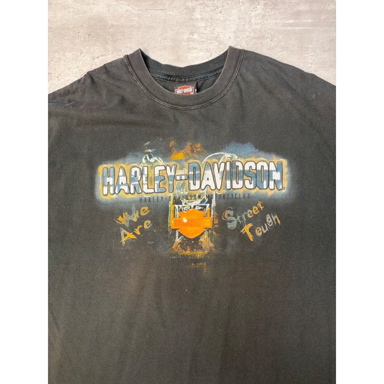 Vintage 2004 Harley Davidson We Are Street Tough Spellout Graphic T-Shirt Sz XL
