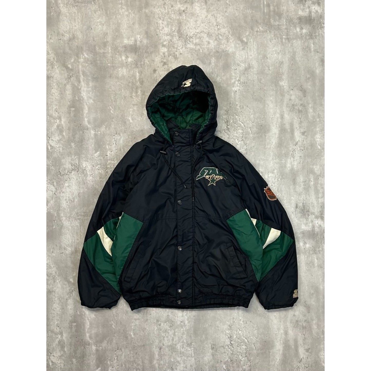 Vintage 90s Dallas Stars NHL Embroidered Insulated Starter Jacket Size Medium