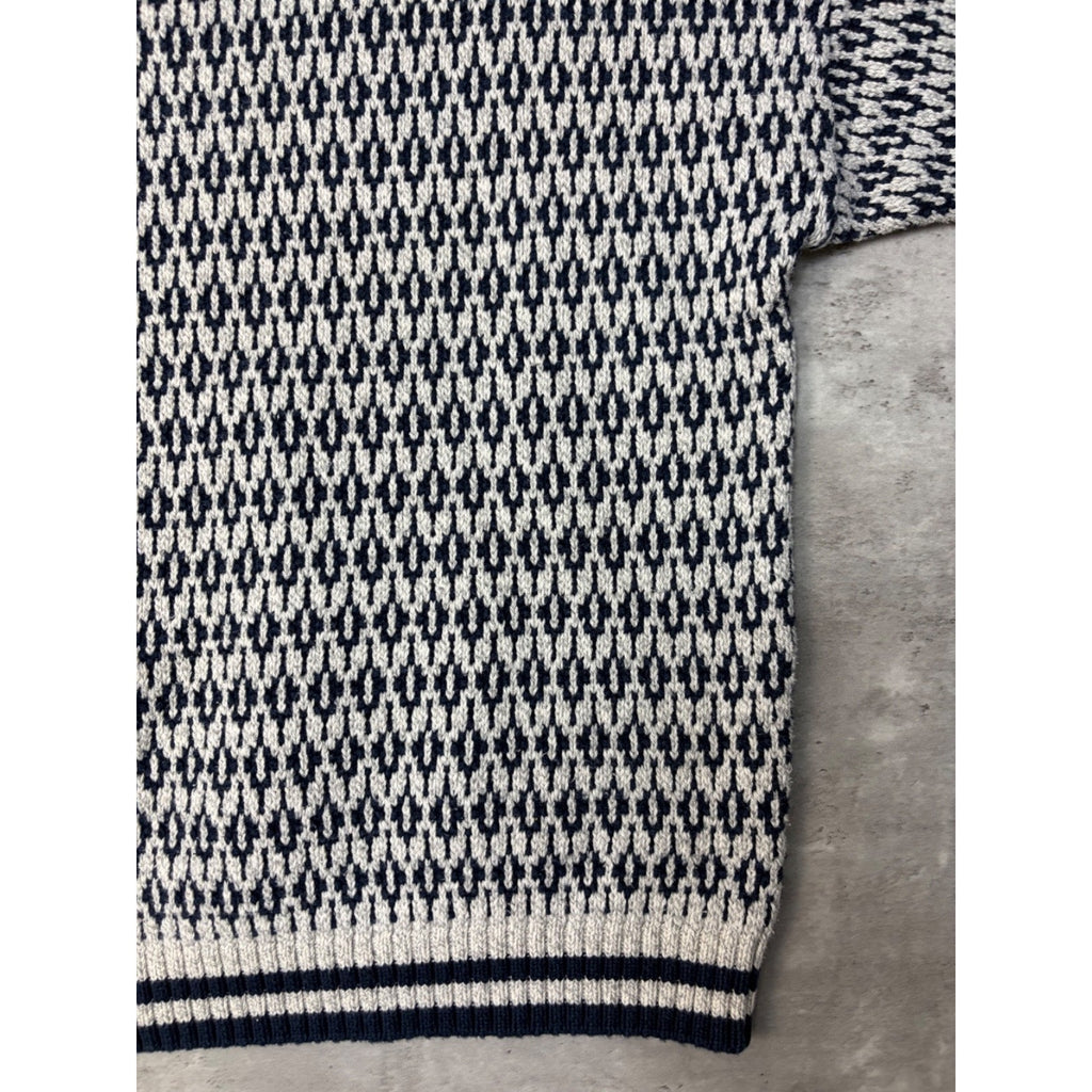 VTG 90s Club Room Abstract Diamond Print Pattern Pullover Knit Sweater Size XL