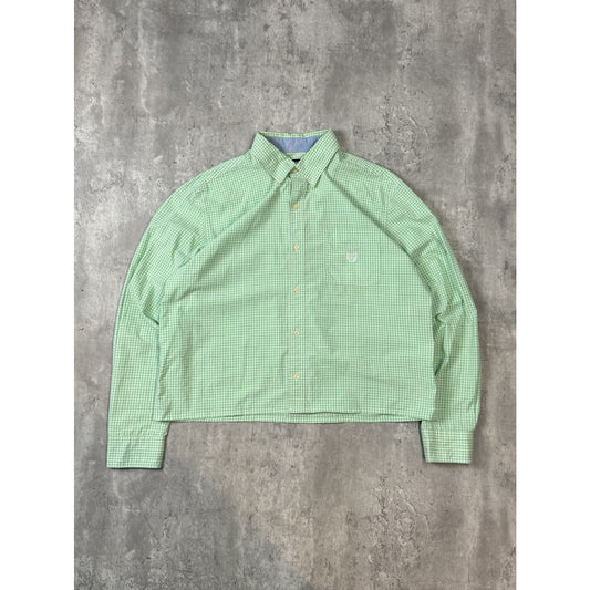 Vintage Chaps Ralph Lauren Reworked Cropped Long Sleeve Button Up Shirt Sz Large