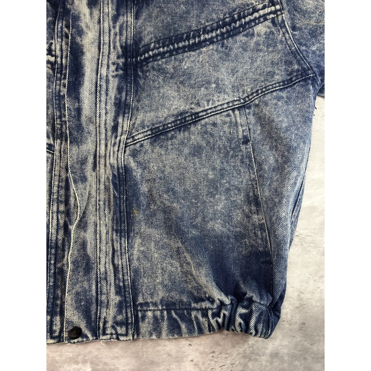 Vintage 90s Copter Acid Wash Full Zip Denim Bomber Jacket Size Medium Blue