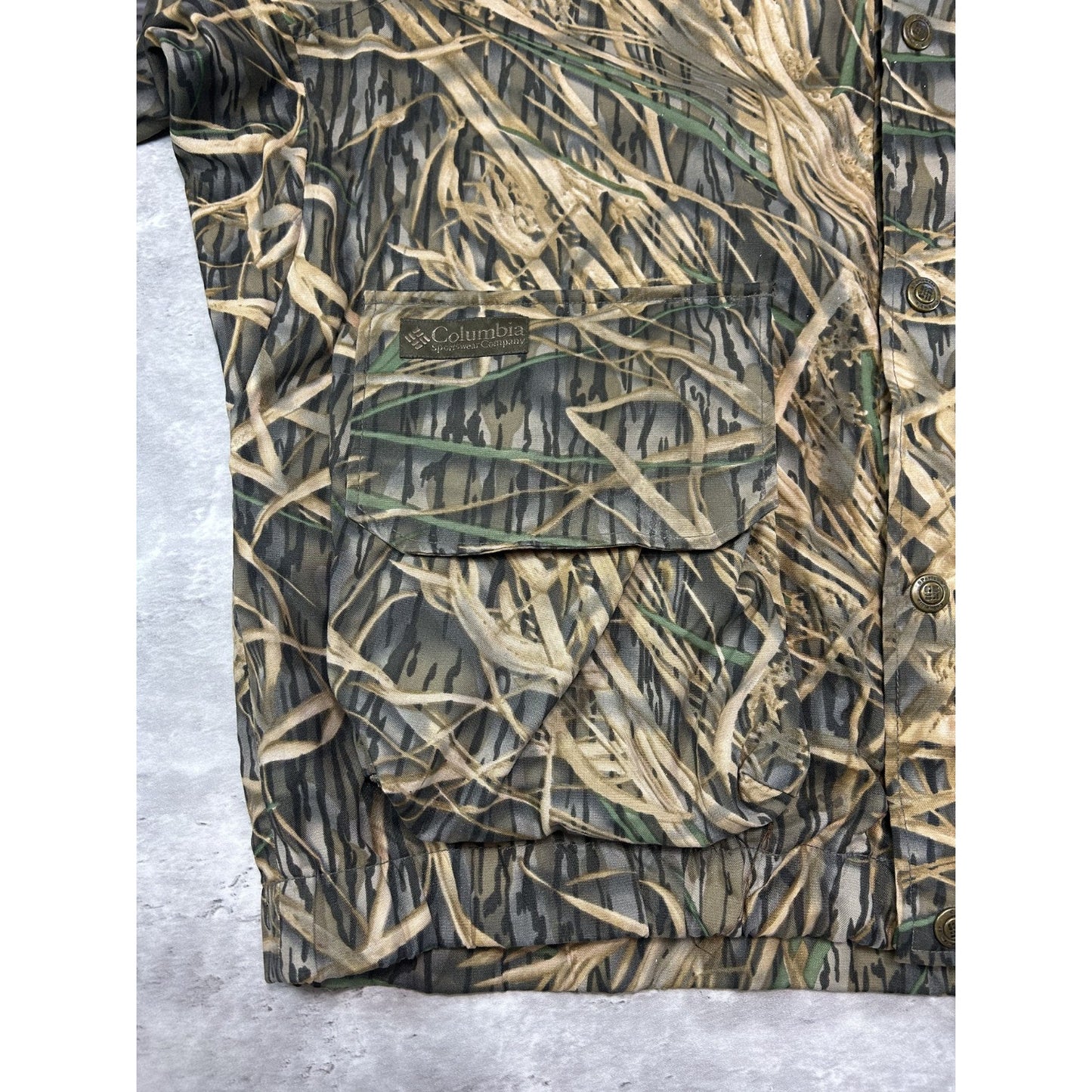 Vintage Columbia Mossy Oak Shadow Grass Camo Full Zip Hunting Jacket Size XL