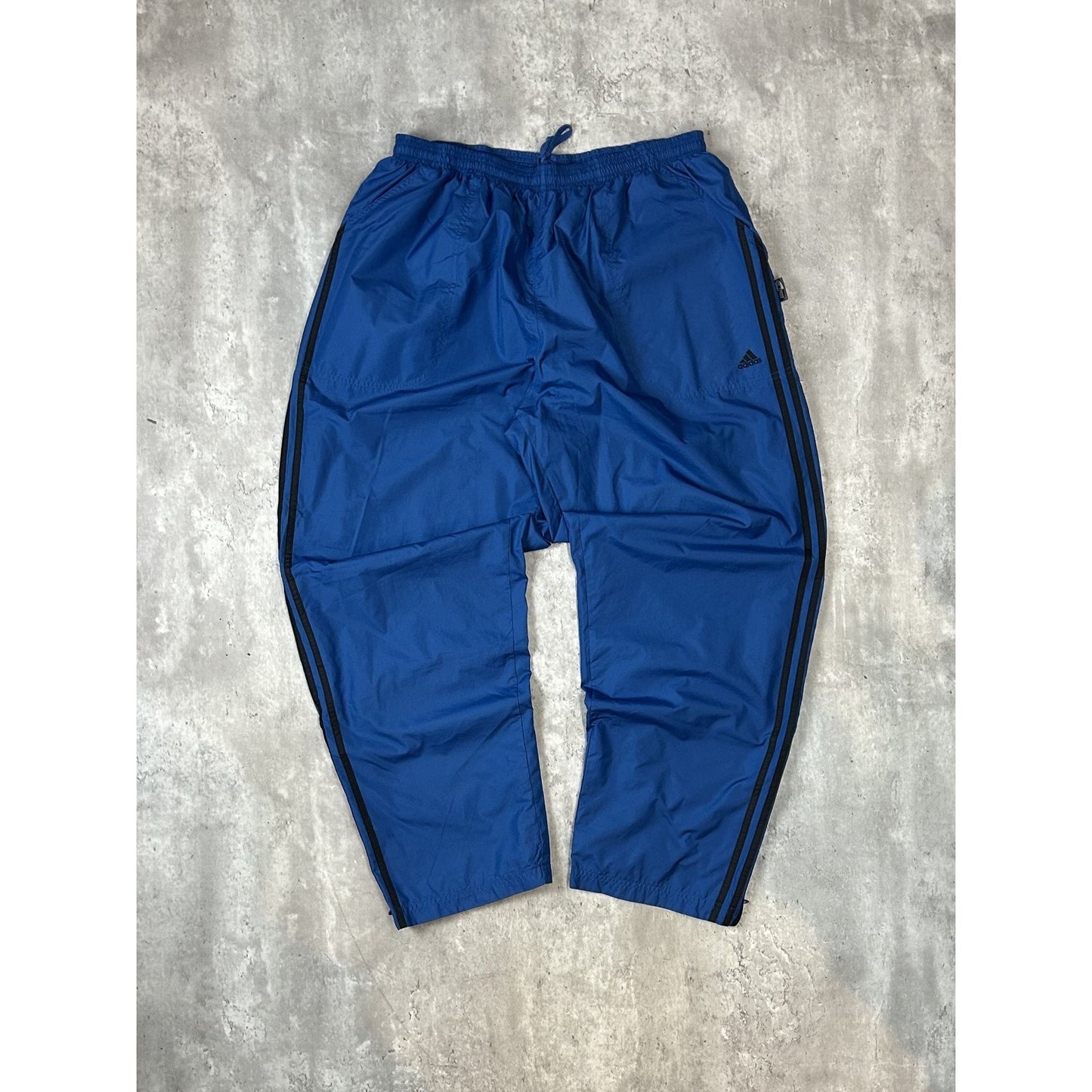 Vintage 90s Adidas Embroidered Logo Nylon Track Pants Size 2XL Blue