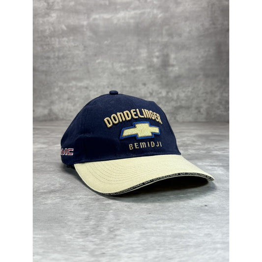 Vintage Chevrolet Dondelinger Embroidered Logo Two Tone Strapback Hat OSFA