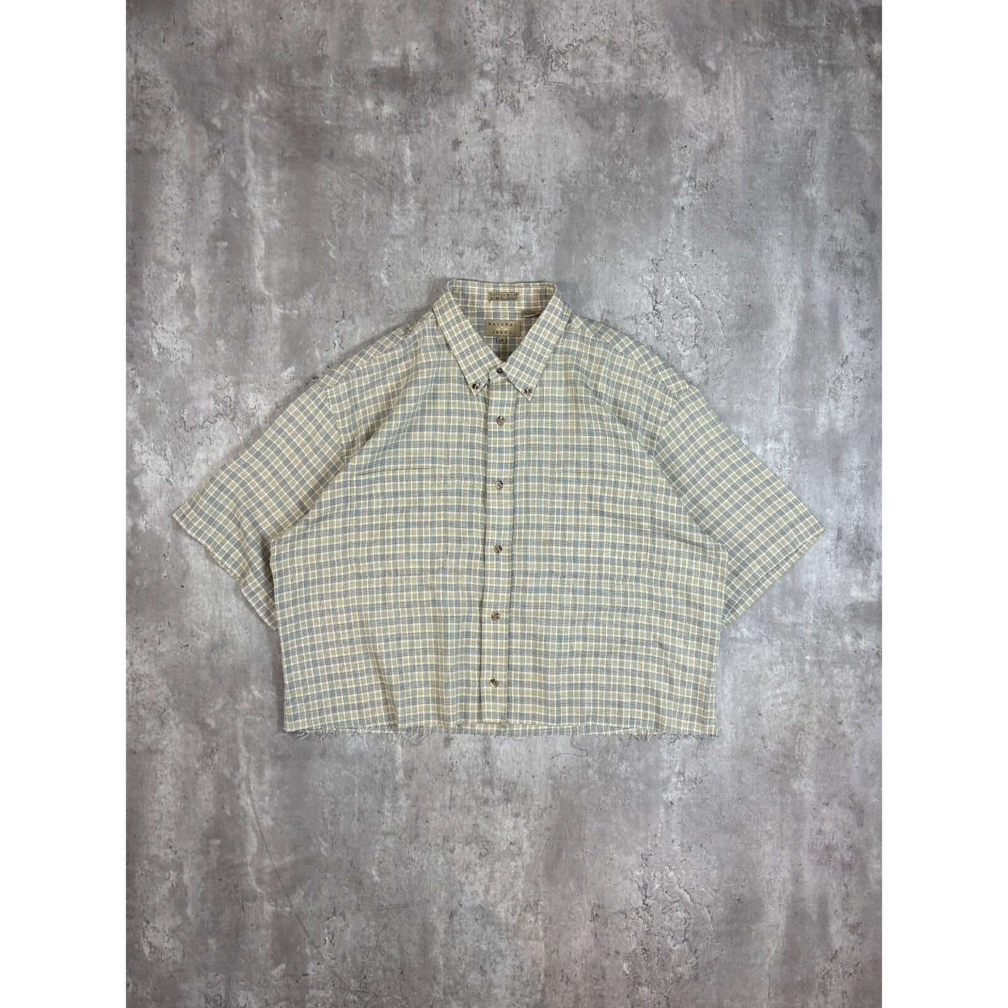 Vintage Natural Issue Plaid Single Pocket Cropped Button Up Shirt Size Large
