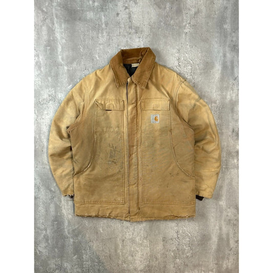 Vintage Carhartt Quilted Lined Canvas Workwear Arctic Jacket Size XL Beige
