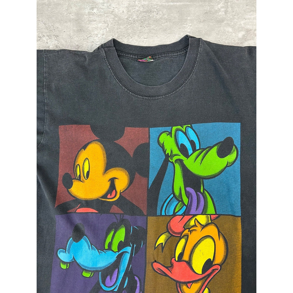 Vintage 90s Walt Disney Mickey Goofy Cartoon Graphic T-Shirt Size Large