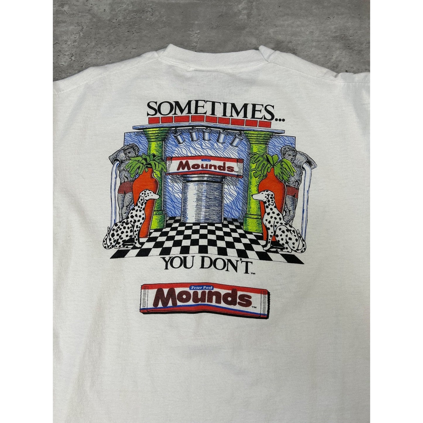 Vintage 1991 Almond Joy Sometimes You Feel Like A Nut Cartoon T-Shirt Size XL