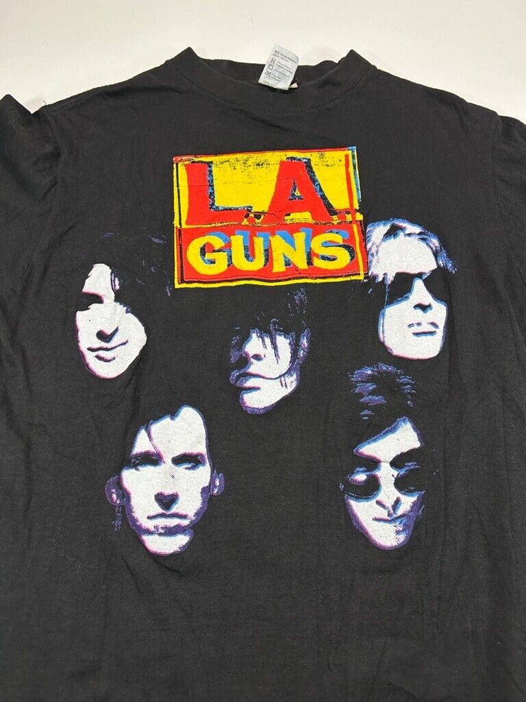 Vintage 1991 LA Guns Hollywood Vampires Rock Music Tour T-Shirt Size Large Black