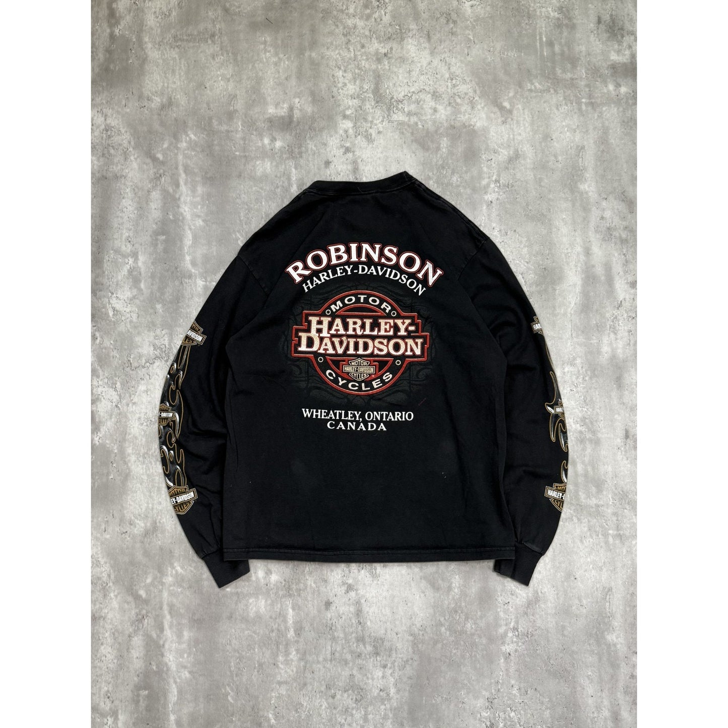 Vintage Harley Davidson Classic Logo Sleeve Print Long Sleeve T-Shirt Size Large
