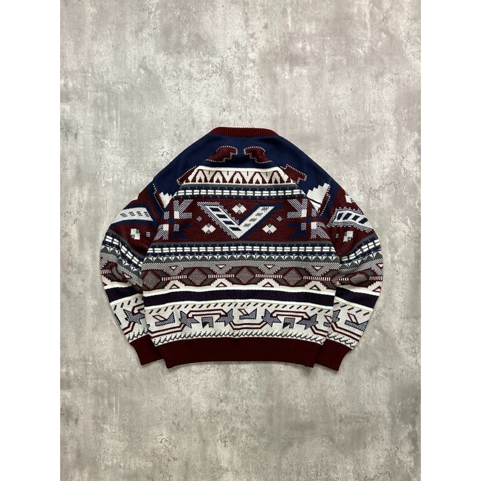 Vintage Towncraft Abstract Striped Print Pullover Knit Sweater Size Large