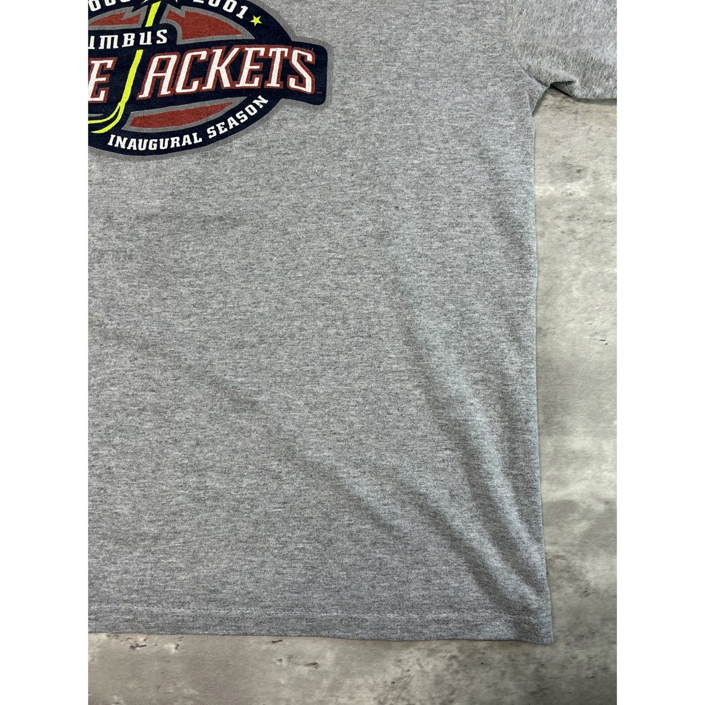 Vintage 2001 Columbus Blue Jackets NHL Inaugural Season Graphic T-Shirt Sz Large