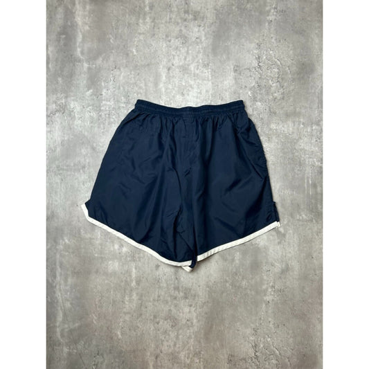 Vintage 90s Umbro Embroidered Logo Nylon Two Tone Shorts Size Large Blue/White