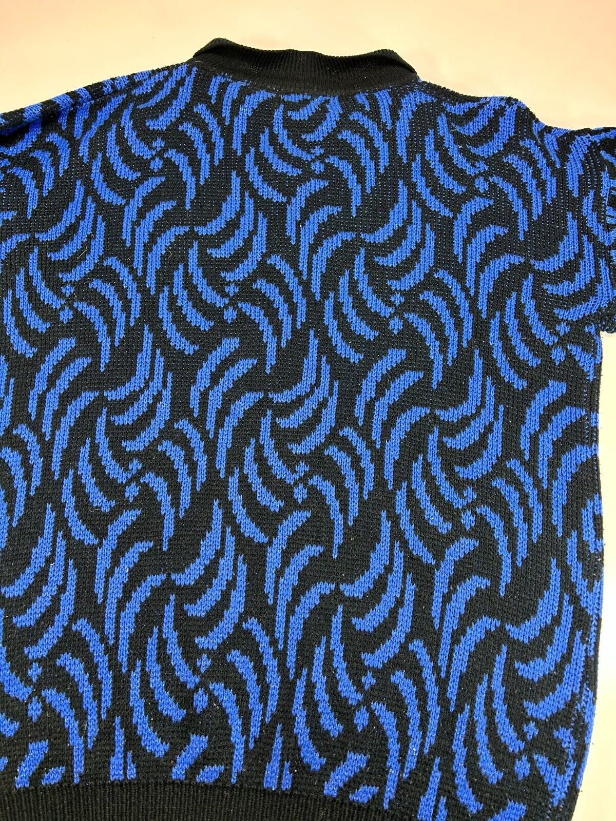 Vintage 90s Snap Abstract Print 1/4 Button Collared Knit Sweater Size XL